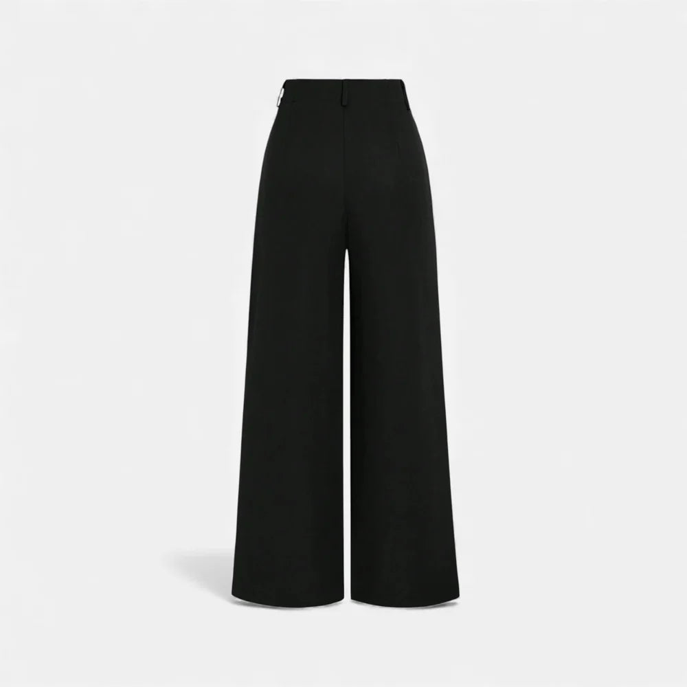 Noir London - Women’s Jacquard Pleated Wide-Leg Trousers