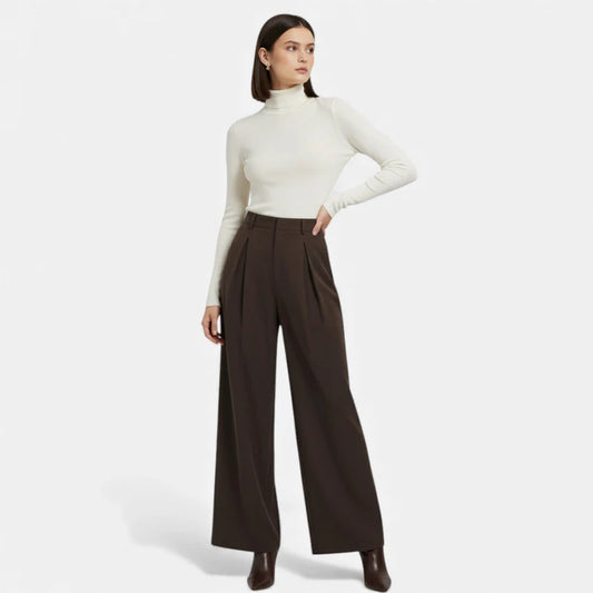 Noir London - Women’s Jacquard Pleated Wide-Leg Trousers