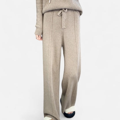 Noir London  | Women’s Pure Wool Wide-Leg Knit Trousers