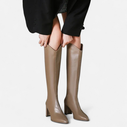 Noir London  | Women’s Knee-High Zip Heeled Boots