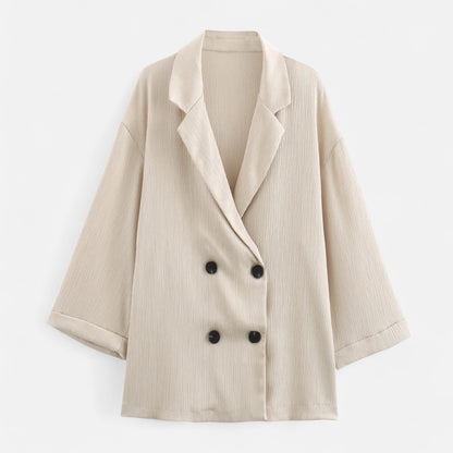 Noir London  | Women’s Wrinkled Suit Jacket & Pants Set – Sculpted Autumn Elegance