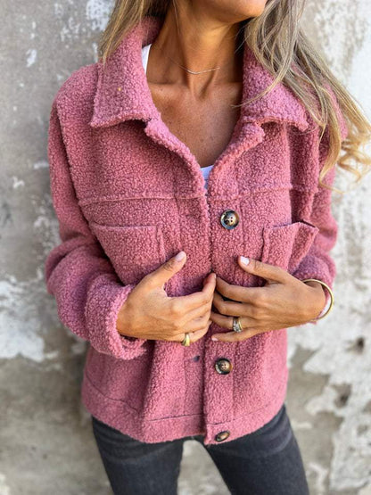 Elsbeth -  Cosy Button-Up Teddy Jacket