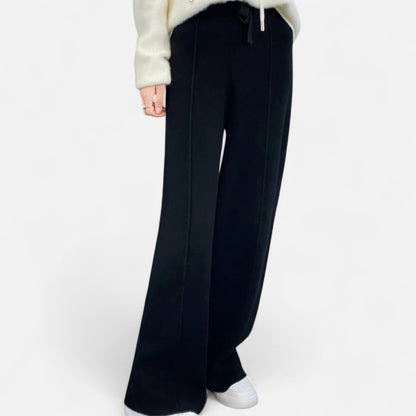 Noir London  | Women’s Pure Wool Wide-Leg Knit Trousers