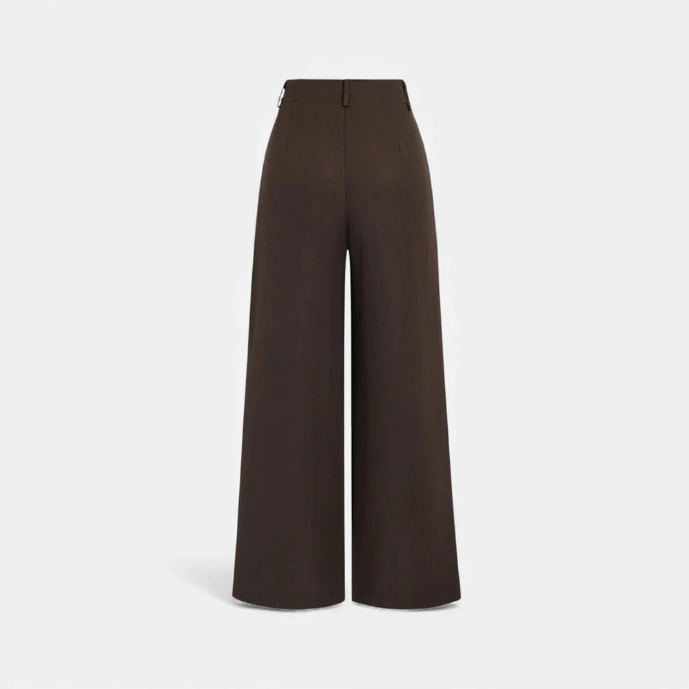 Noir London - Women’s Jacquard Pleated Wide-Leg Trousers