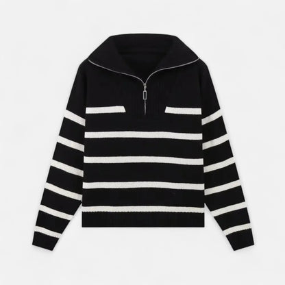 Noir London | Women's Striped Polo Sweater – Refined Autumn Heritage