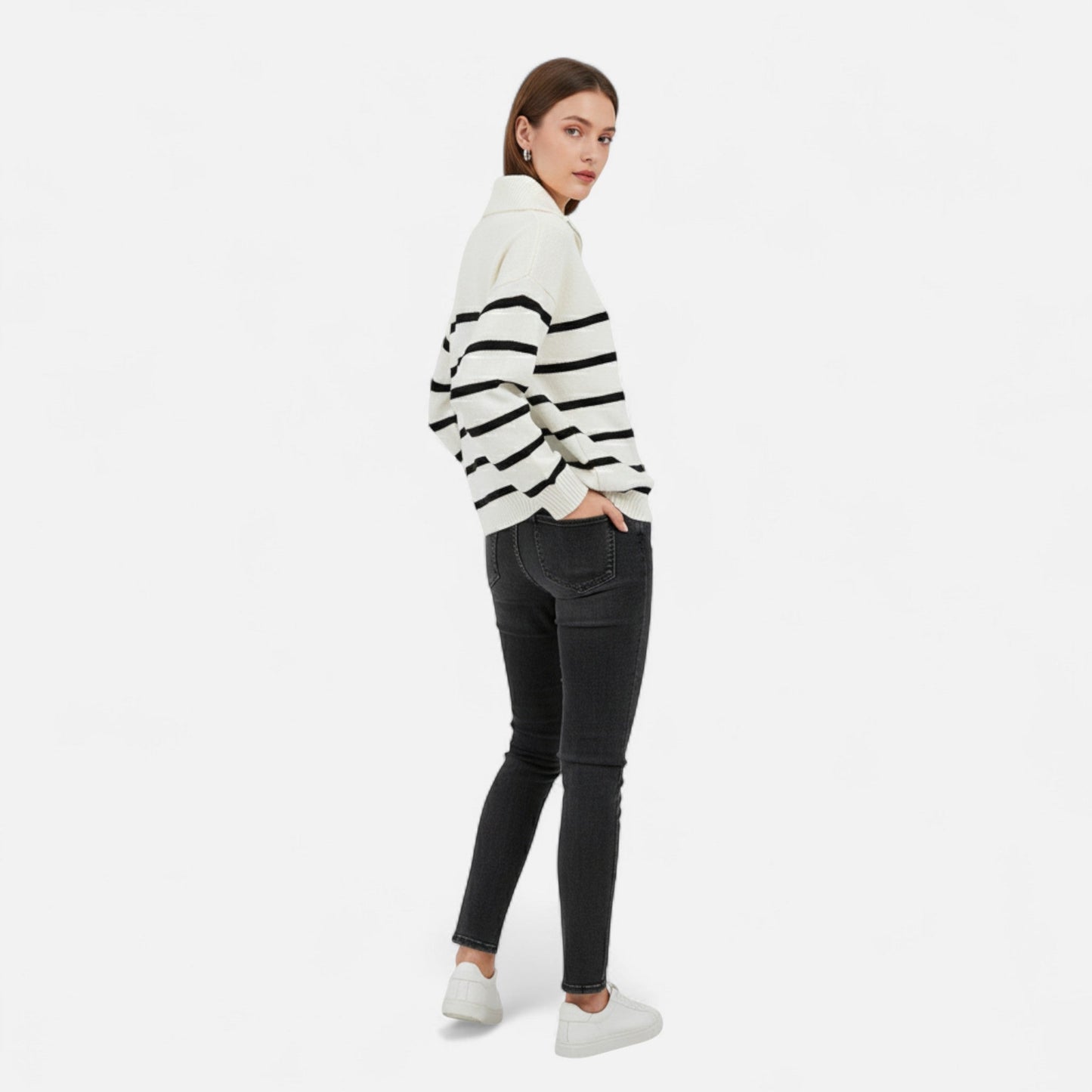 Noir London | Women's Striped Polo Sweater – Refined Autumn Heritage