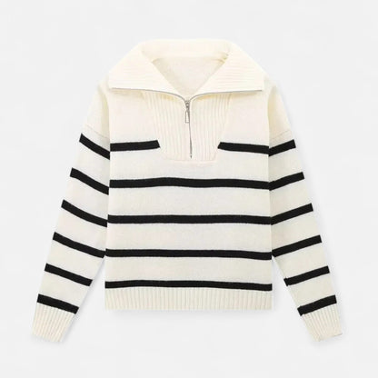 Noir London | Women's Striped Polo Sweater – Refined Autumn Heritage