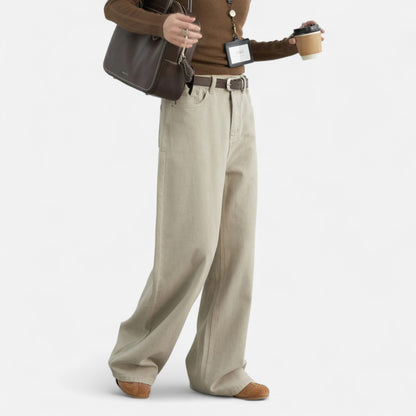 Noir London | Women’s High-Waist Cotton Trousers – Wide Leg Elegance