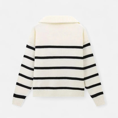 Noir London | Women's Striped Polo Sweater – Refined Autumn Heritage