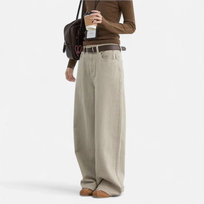 Noir London | Women’s High-Waist Cotton Trousers – Wide Leg Elegance