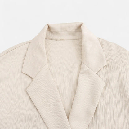 Noir London  | Women’s Wrinkled Suit Jacket & Pants Set – Sculpted Autumn Elegance