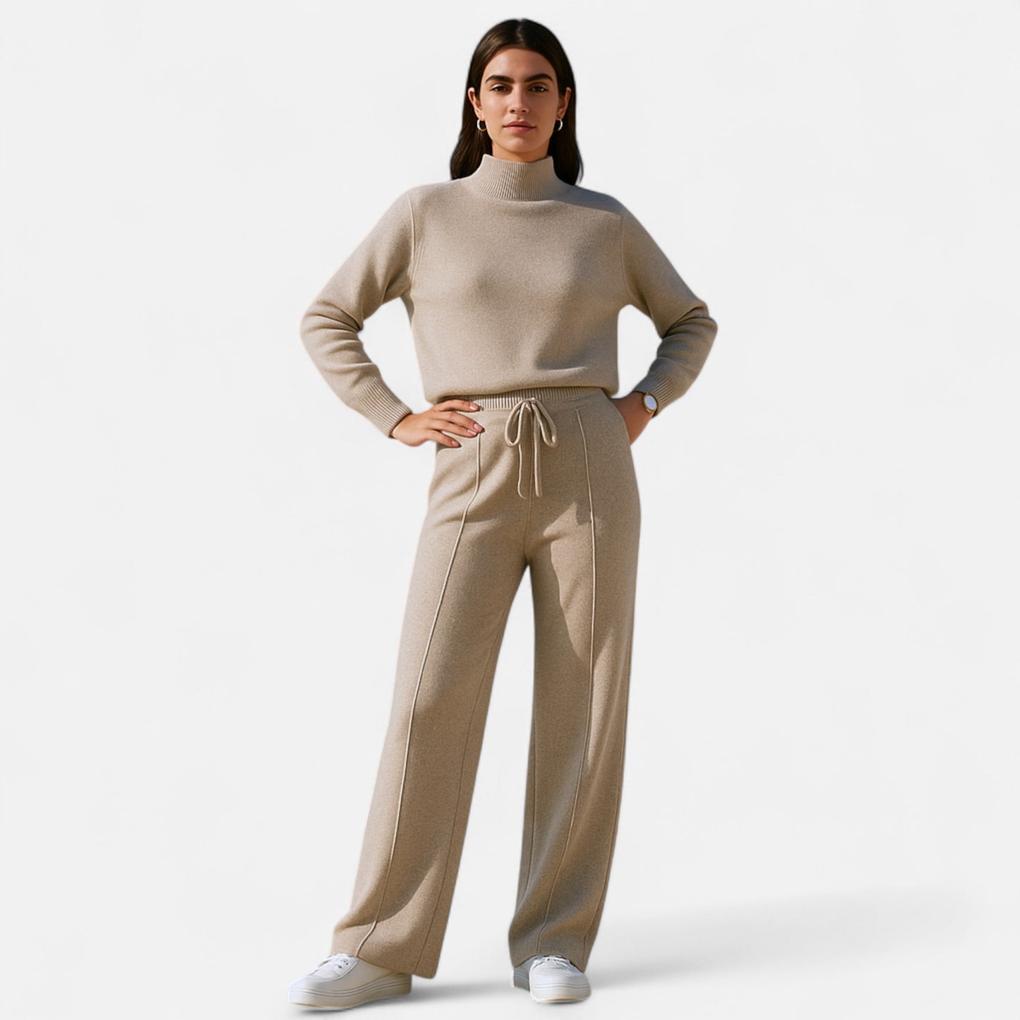 Noir London  | Women’s Pure Wool Wide-Leg Knit Trousers
