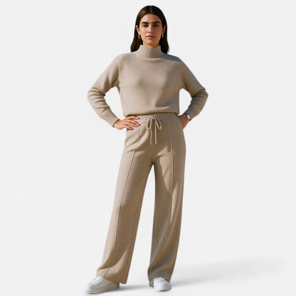 Noir London  | Women’s Pure Wool Wide-Leg Knit Trousers