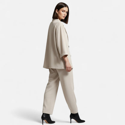 Noir London  | Women’s Wrinkled Suit Jacket & Pants Set – Sculpted Autumn Elegance
