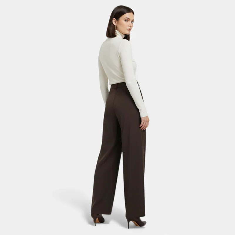 Noir London - Women’s Jacquard Pleated Wide-Leg Trousers