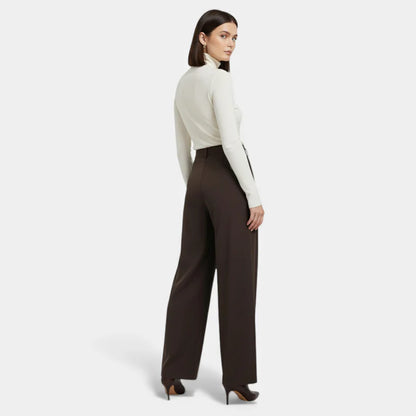 Noir London - Women’s Jacquard Pleated Wide-Leg Trousers