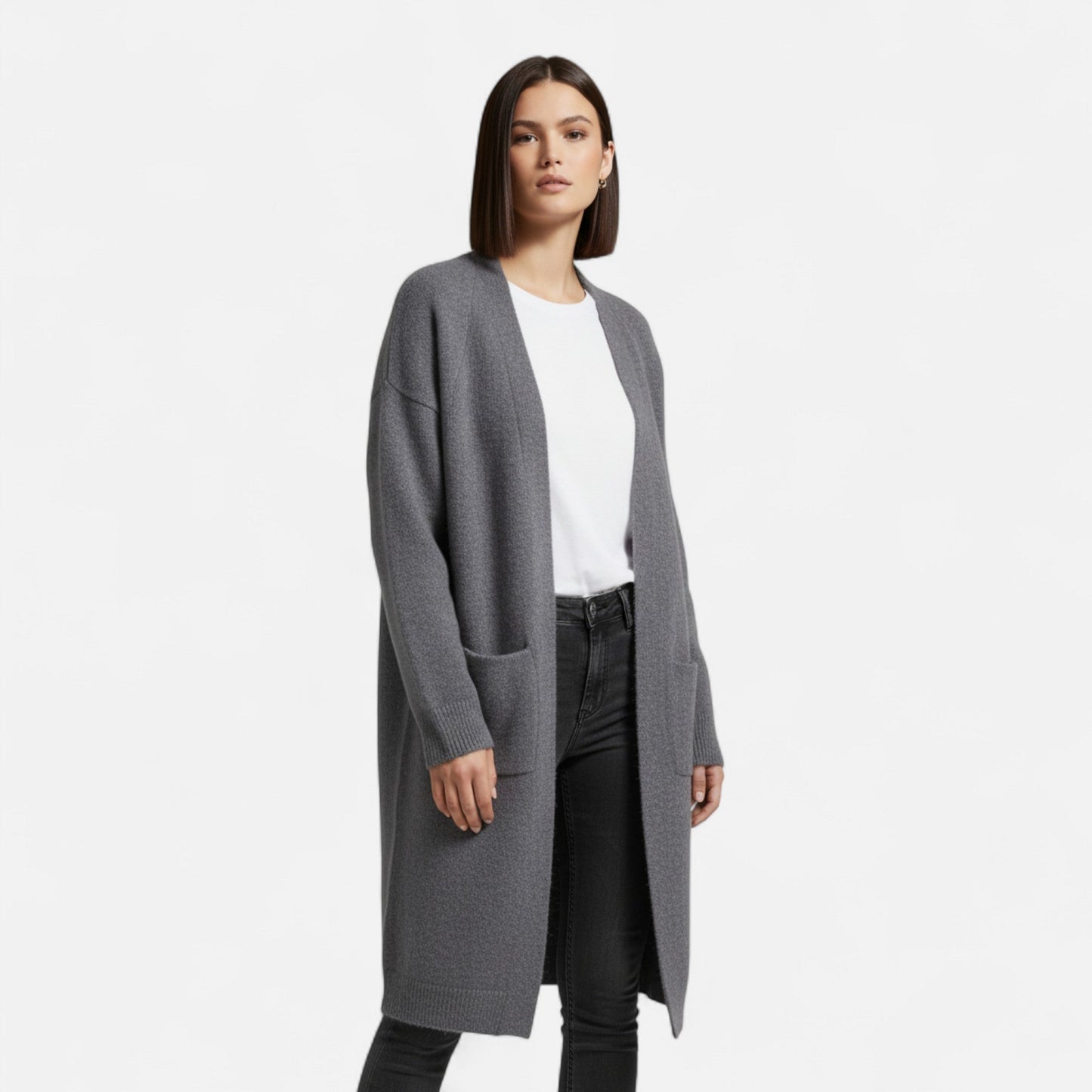 Noir London  | Women’s Thick Knit Cardigan – V-Neck Autumn Warmth