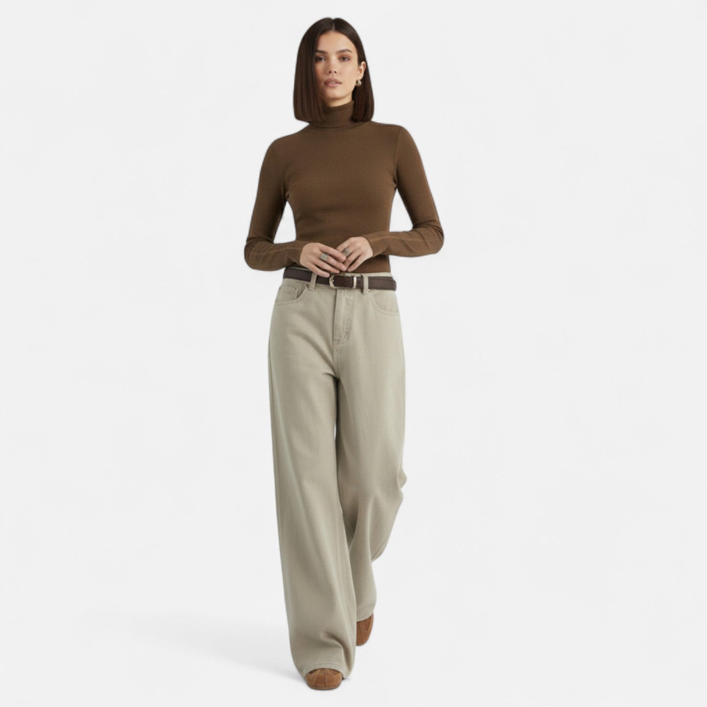 Noir London | Women’s High-Waist Cotton Trousers – Wide Leg Elegance