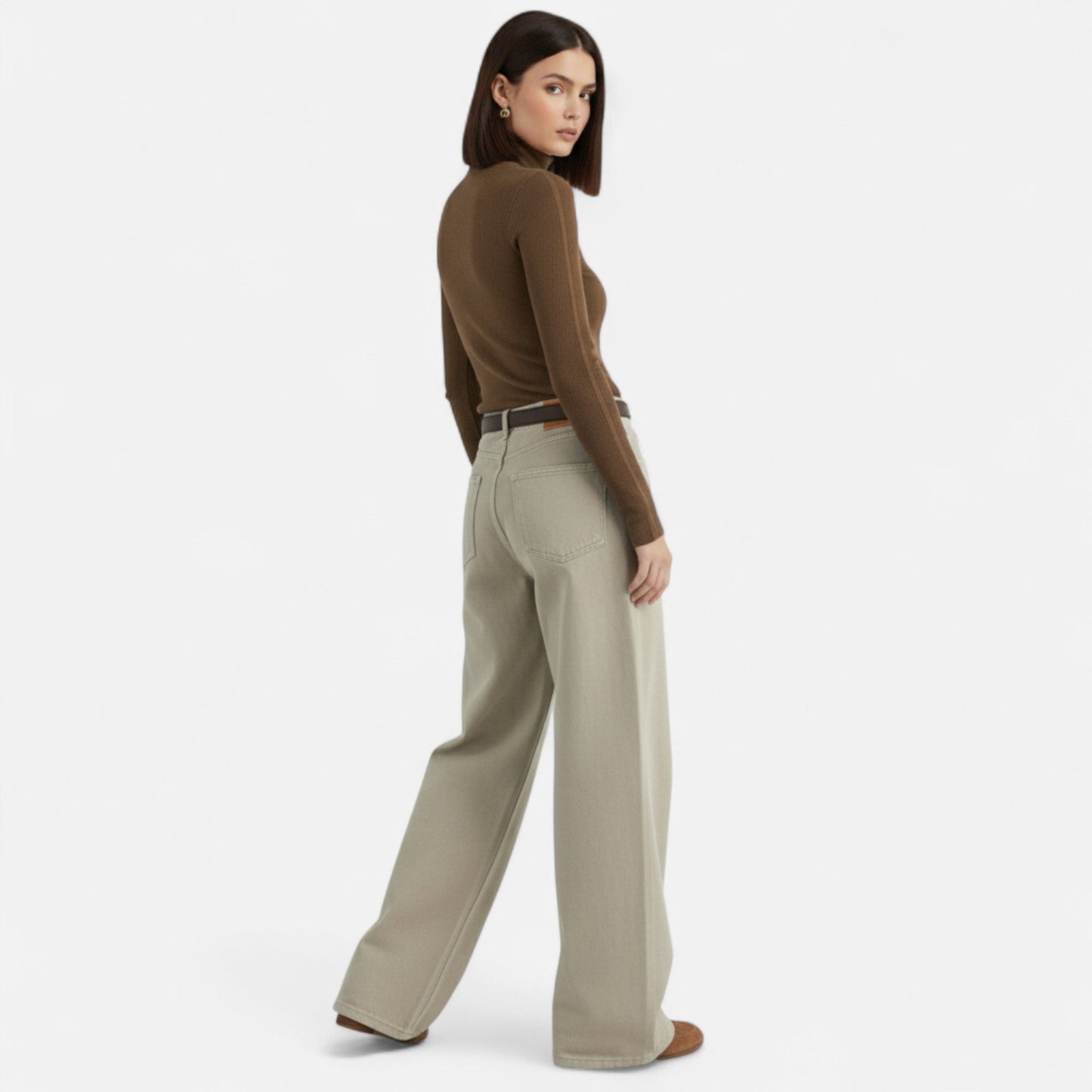 Noir London | Women’s High-Waist Cotton Trousers – Wide Leg Elegance