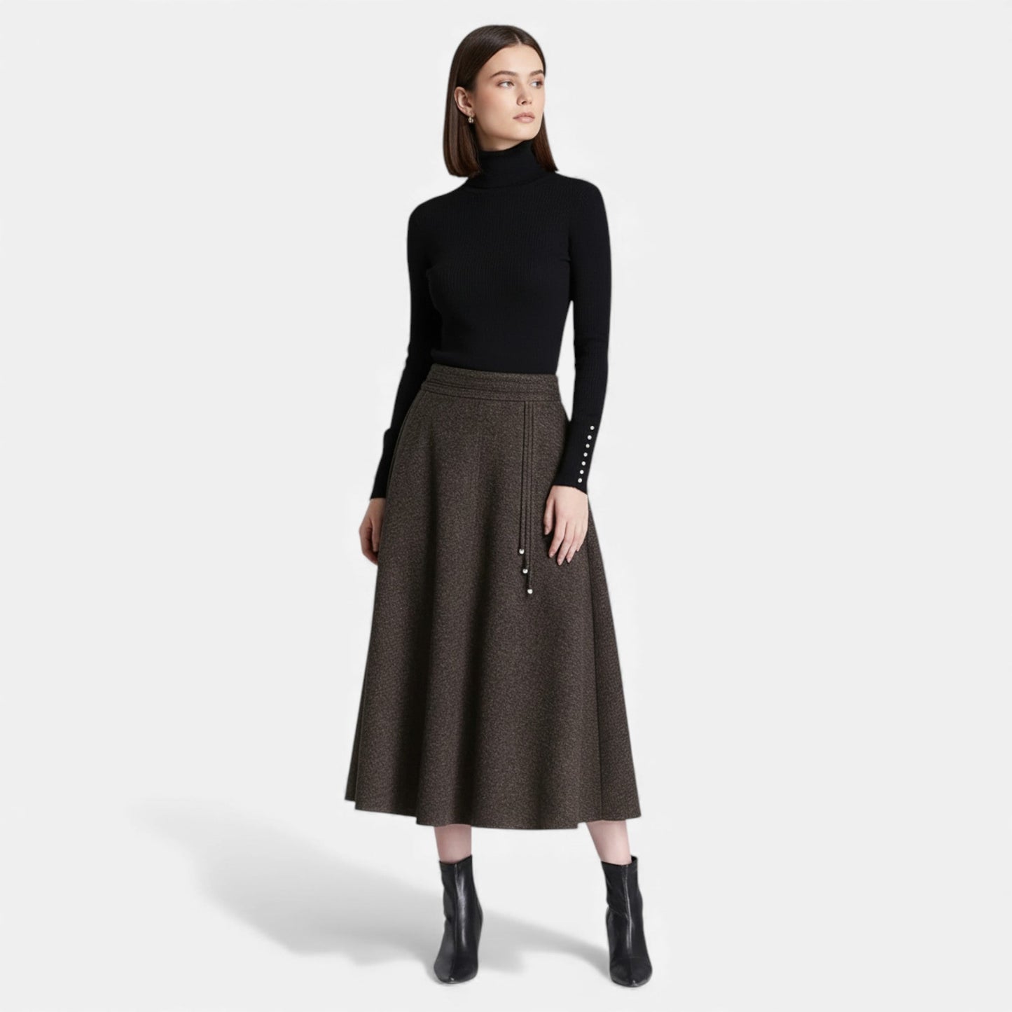 Noir London  | Women’s Elegant Tweed Skirt with Pockets