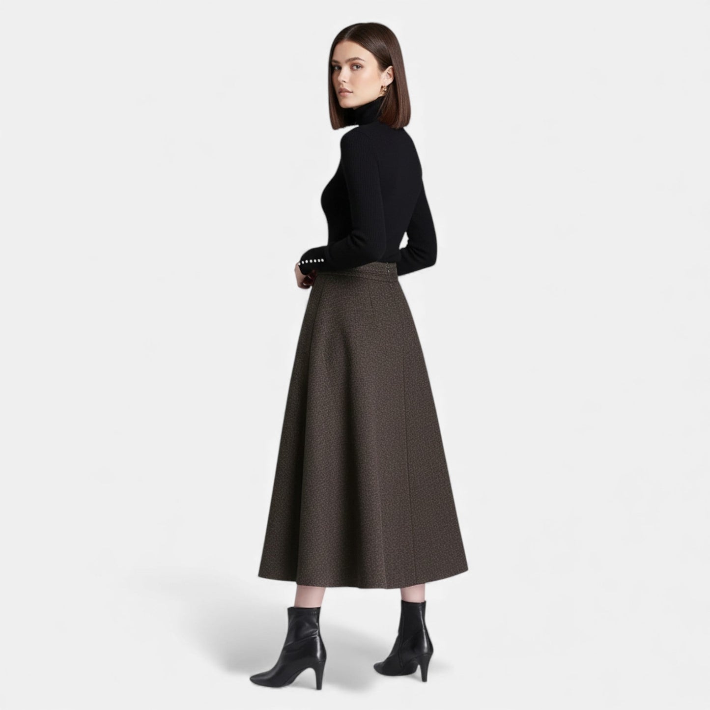 Noir London  | Women’s Elegant Tweed Skirt with Pockets