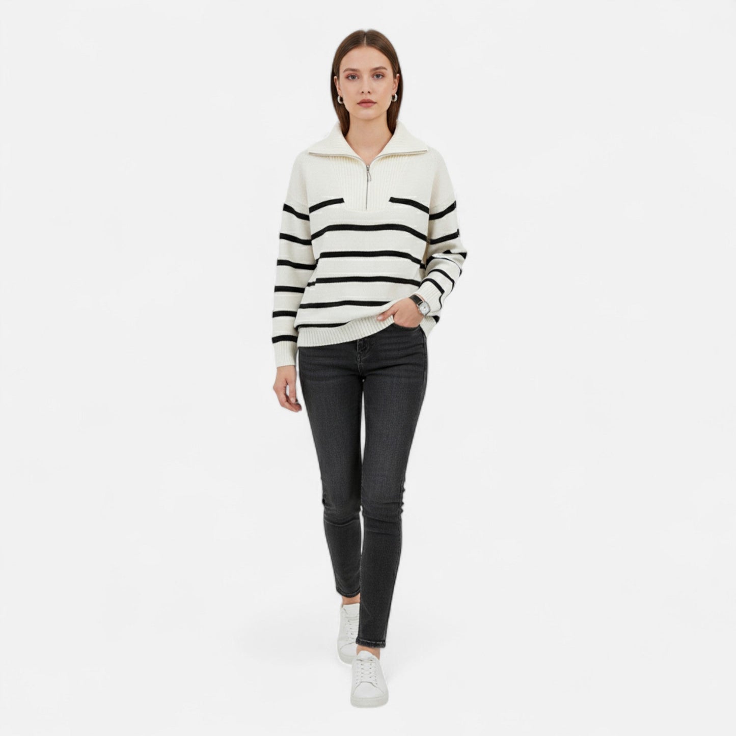 Noir London | Women's Striped Polo Sweater – Refined Autumn Heritage