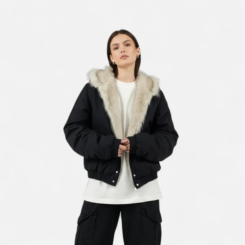 Noir London | Women’s Winter Hooded Coat – Fur Collar Vintage Style